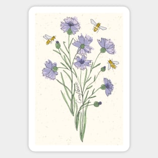 Wildflowers cornflower honey bee Magnet